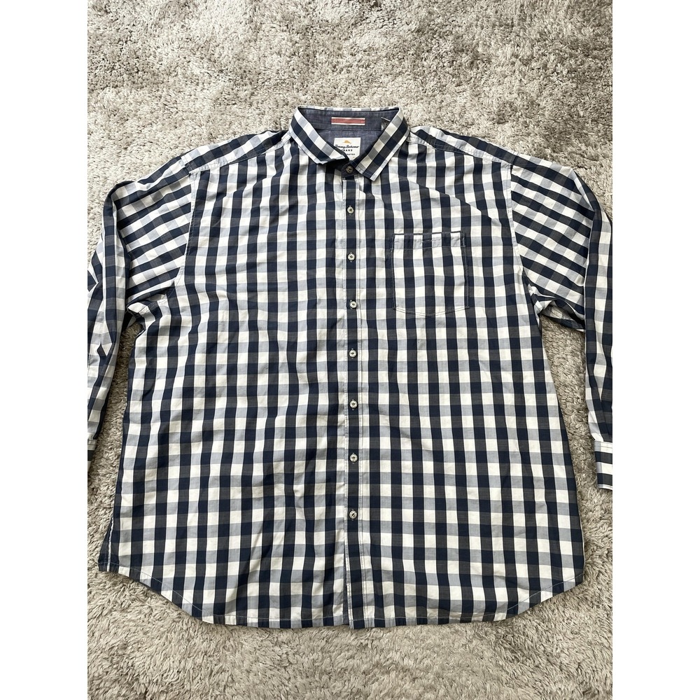 Tommy Bahama Shirt Mens 2XB Big & Tall Blue White Gingham Check Button Down - Picture 3 of 11